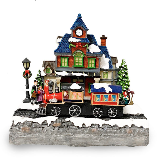 sconto Village de Noël 24x15x26 cm Gare de Noël Lumières Sons et Mouvement