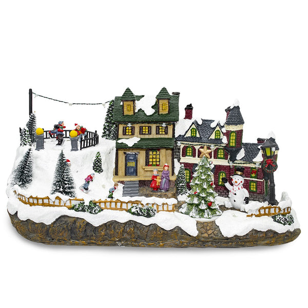 acquista Village de Noël enneigé 37x16x18 cm avec lumières, sons et mouvement