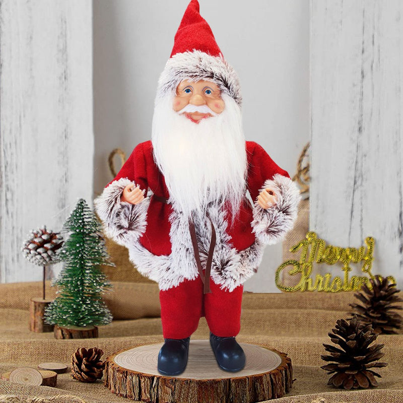 Pupazzo Babbo Natale H40 cm con Minilucciole Rosso e Grigio-4