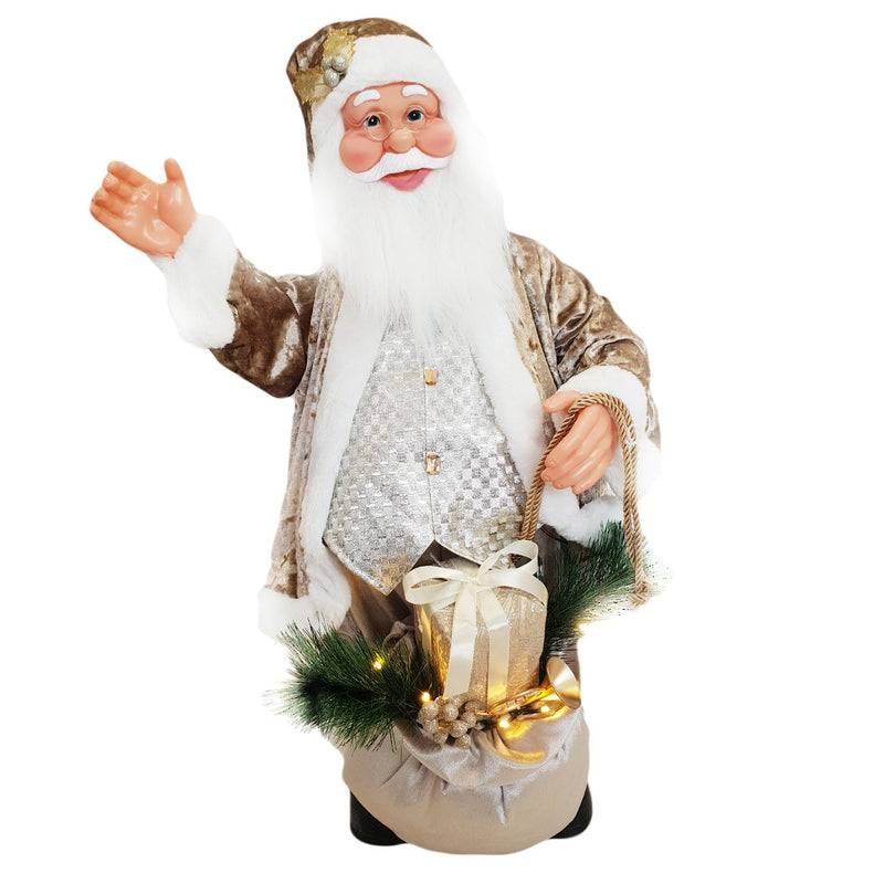 Pupazzo Babbo Natale H80 cm con Luci e Movimento Champagne-1