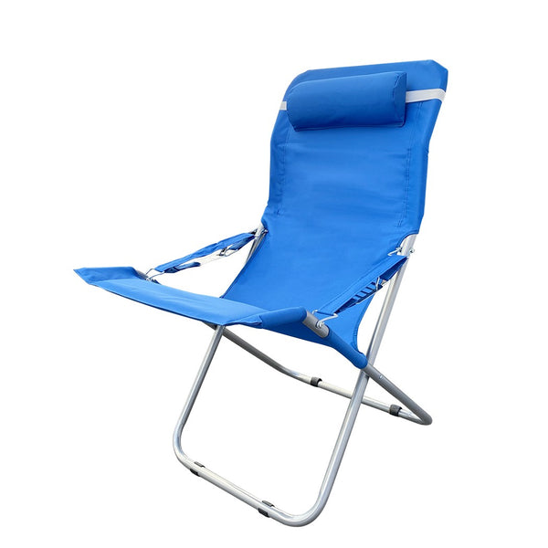 Chaise longue rembourrée Canapone pliable en métal avec coussin bleu prezzo