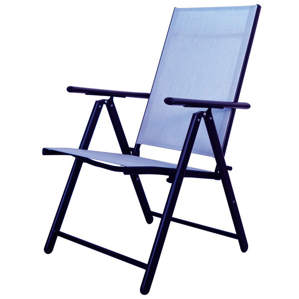 Chaise de jardin en tissu textilène bleu sconto