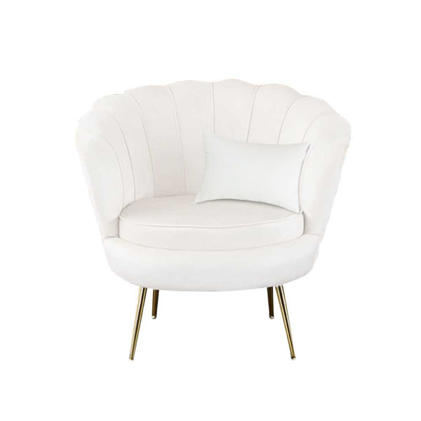 Fauteuil Shell 78x73x78 cm Pieds Or Vintage Sofia Velours Blanc acquista