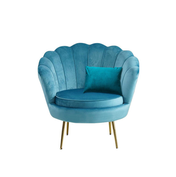 Fauteuil Shell 78x73x78 cm en Velours Vintage Pieds Doré Bleu Sofia prezzo