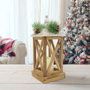 Lanterna con lumino di Natale in legno con luce led e glitter-3