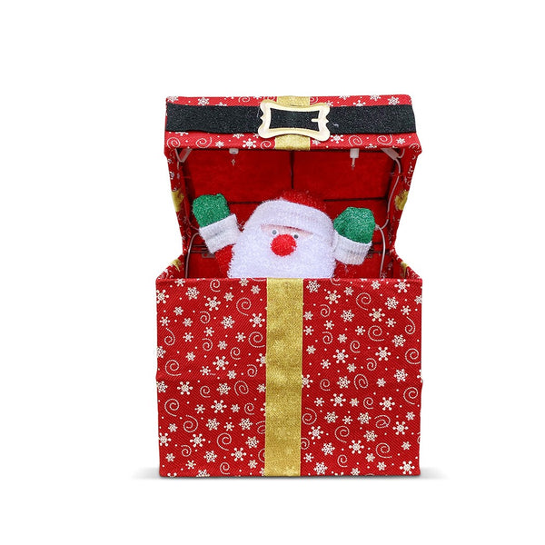 Coffret Père Noël 20x20x30 cm avec Lumières et Mouvement Rouge prezzo