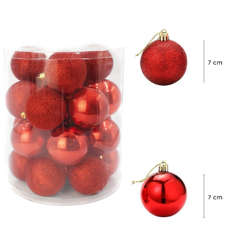 Set 24 Palle di Natale Ø7 cm Rosse per Alberi-4