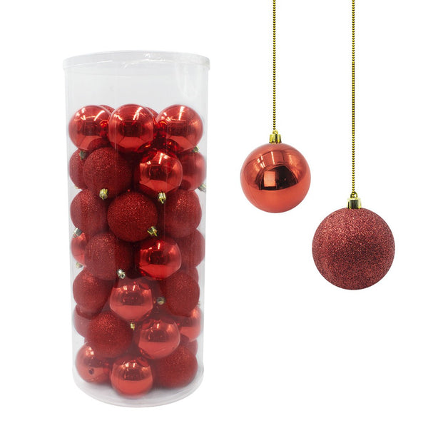 Lot de 48 Boules Déco Ø 7 cm pour Sapin de Noël Rouge online