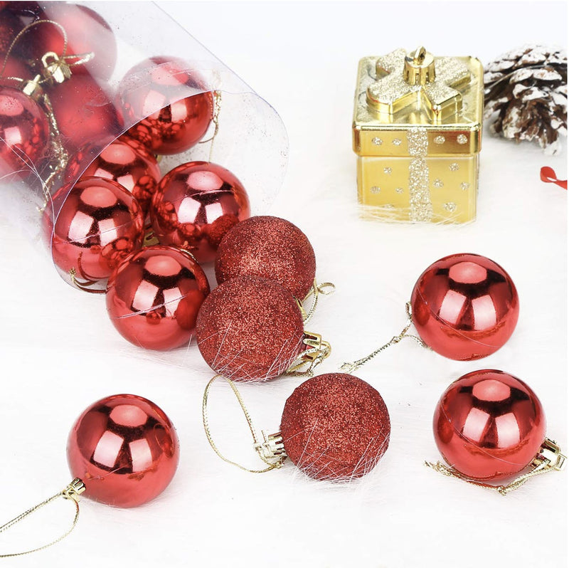 Set 48 Palline Decorative Ø 7 cm per Albero di Natale Rosse-2