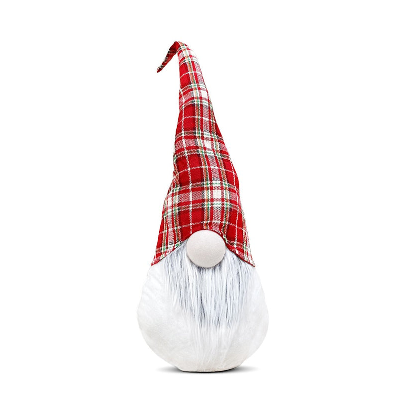 Gnomo di Natale H65 cm con Luce Bianco con Cappello Scozzese-1