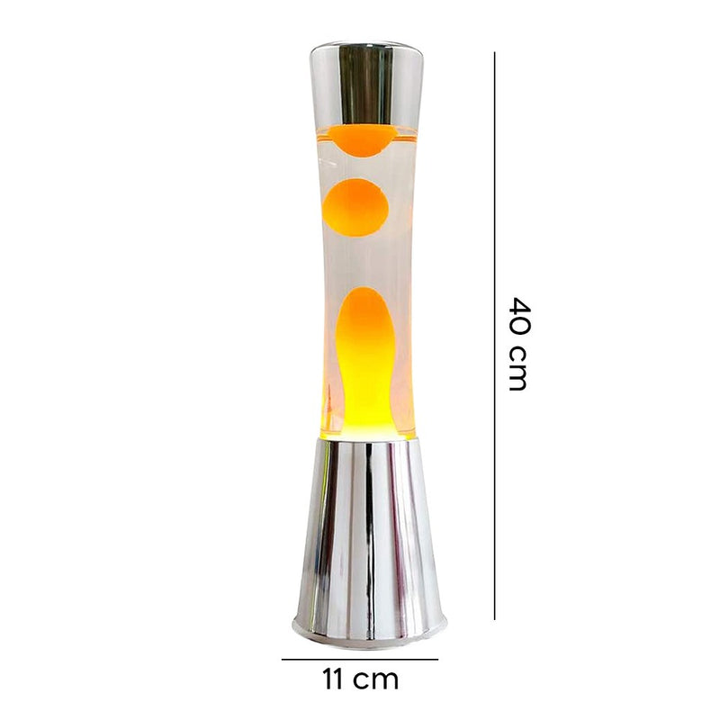 Lampada Lava Lamp 40 cm Base Silver e Magma Giallo-5