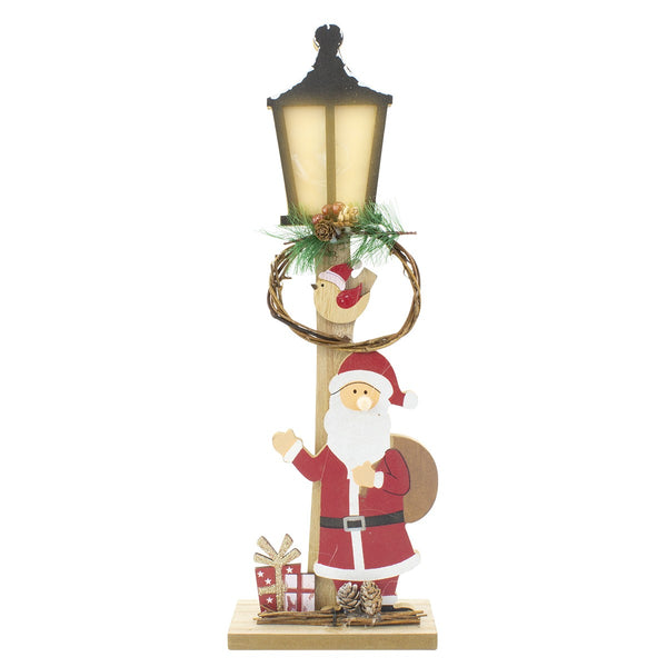 sconto Lampadaire en bois avec Père Noël 45cm avec lumière Led