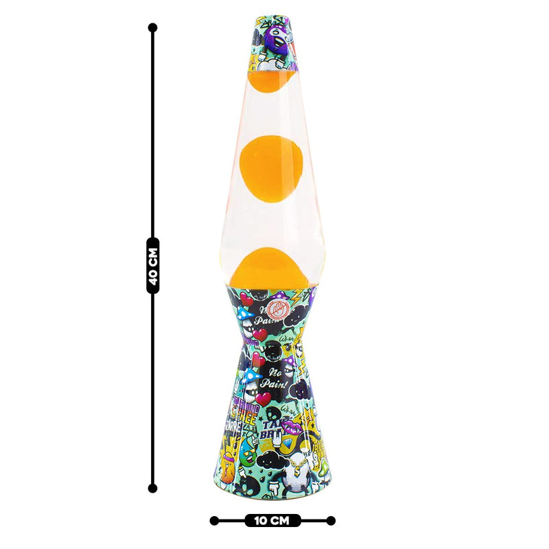 Lampada Lava Lamp 40cm Fantasia Graffiti e Magma Giallo-5