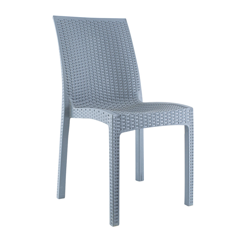 Set 2 Sedie da Giardino in Stile Rattan Grigio-1