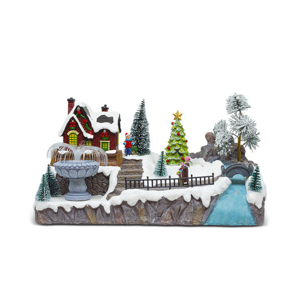 Village de Noël 32x17x19 cm avec Fontaine, Lumières, Sons et Mouvement prezzo