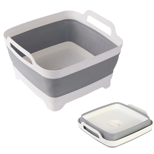 Plateau Lavabo Pliable Multifonctions 30,5x30 cm 9 Litres avec Bouchon de Vidange en Silicone Gris online