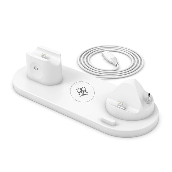 Station de charge sans fil 6 en 1 compatible pour iPhone AirPods Apple Watch Blanc acquista