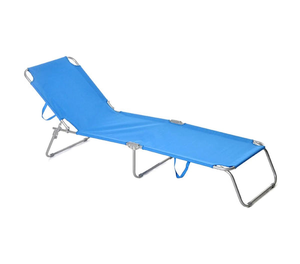 Chaise Longue Pliante avec Structure de Dossier Réglable en Acier Bleu online