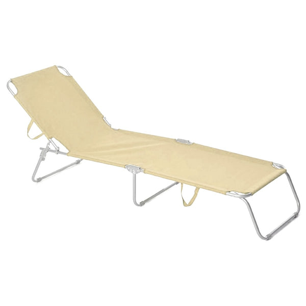 sconto Chaise longue pliante avec structure de dossier réglable en acier beige