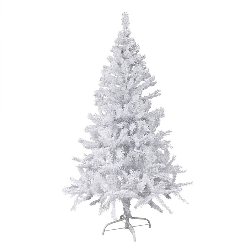 Albero di Natale Bianco 210 cm Abete Artificiale Rami Pieghevoli Bianco Natale-1