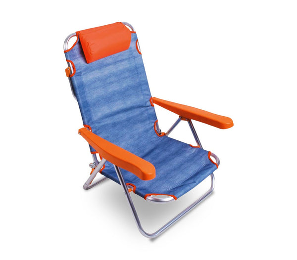 Fauteuil inclinable pliable Spiaggina en aluminium avec accoudoirs et coussin Orange acquista