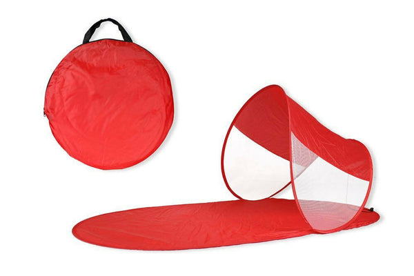 Natte de Plage 139x66x58 cm Structure Pop Up avec Parasol Tissu Imperméable Rouge acquista