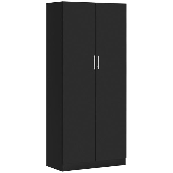 Armoire 2 Portes 4 Étagères 80x40x180 cm en Bois MDF Noir prezzo