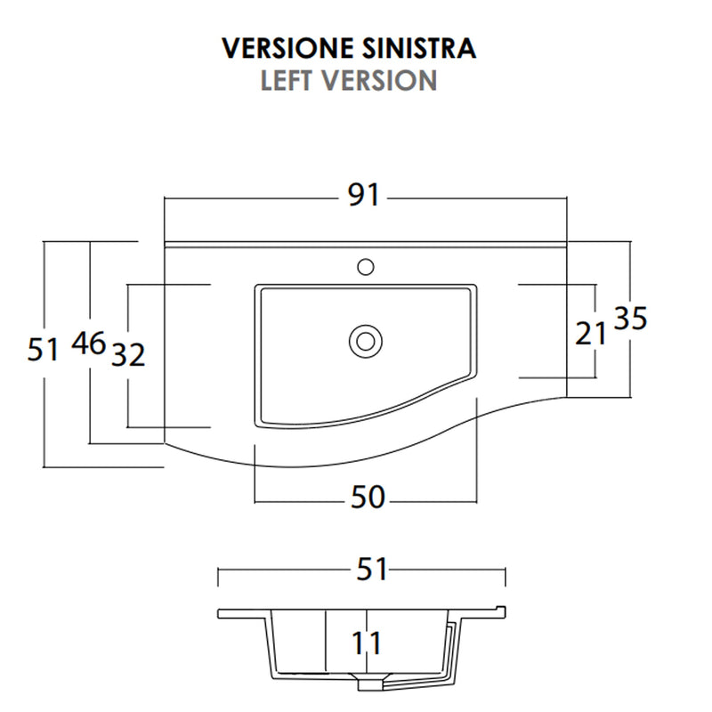 Mobile Bagno Sospeso 90 cm Lavabo e Specchio Bonussi Corona Bianco Larice-5