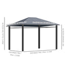 Gazebo da Giardino 3,6x3m Tetto in Policarbonato Grigio-3