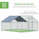 Pollaio Gabbia per Galline 300x400x195 cm in Metallo con Copertura in Tessuto Oxford Argento-6