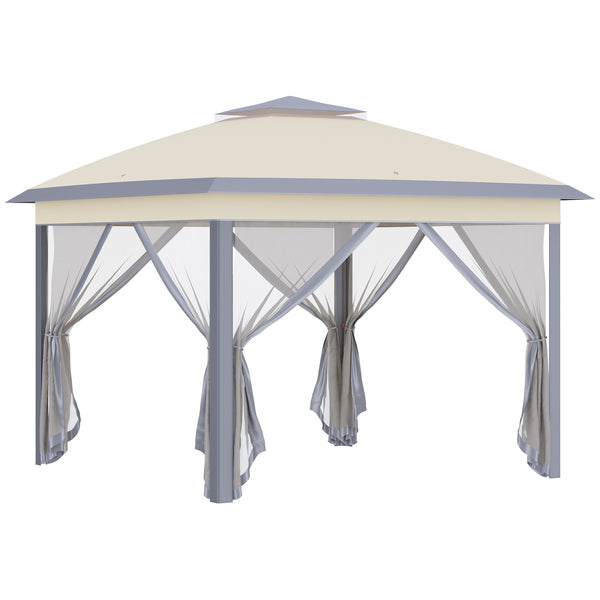 prezzo Gazebo Pieghevole da Giardino 3,3x3,3x2,88m con Zanzariera in Acciaio e Tessuto Oxford Beige