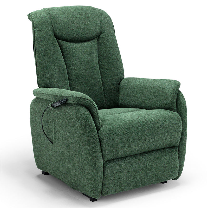 Poltrona Alzapersona Elettrica 2 Motori 76x96x105 cm in Tessuto Boston Verde-3