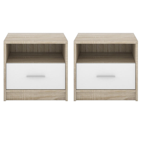 sconto Set 2 tables de chevet 49,5x33,5x42 cm Nepo chêne sonoma blanc