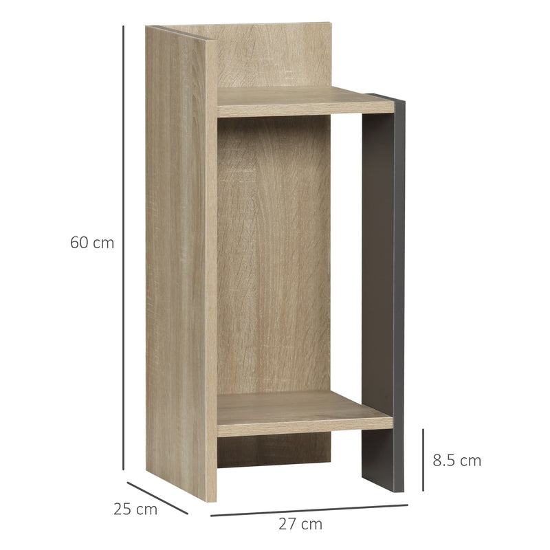 Set 2 Comodini Ripiano Aperto 27x25x60 cm in Truciolato Grigio e Legno Naturale-3