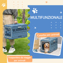 Trasportino per Cani e Gatti Pieghevole 56x31x37 cm Convertibile in Cuccia in PP e PVC Blu-4