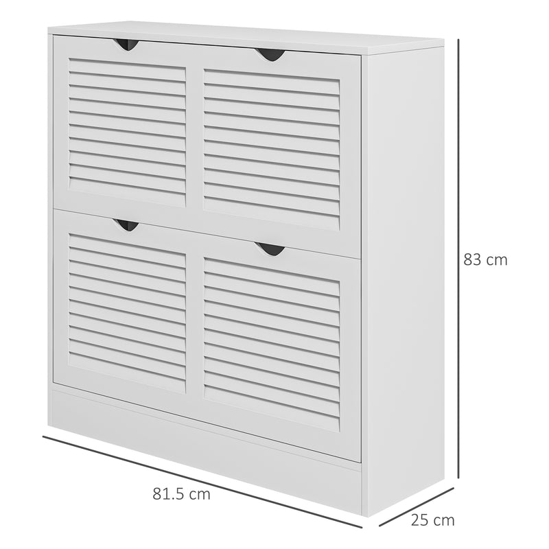 Scarpiera 2 Ante 16 Paia 81,5x25x83 cm in Legno Bianco-3