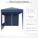 Gazebo Pieghevole Pop Up 2x2m in Poliestere e Acciaio Blu-8