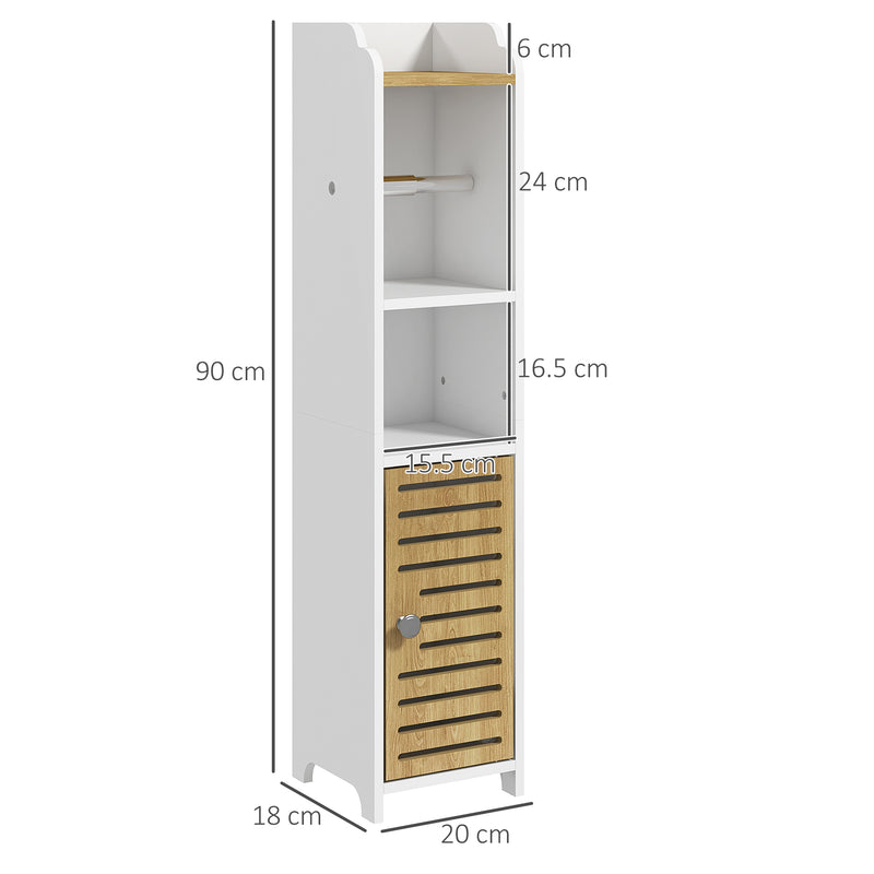 Mobiletto Bagno con Ripiani 1 Anta 18x20x90 cm in Truciolato Bianco-3