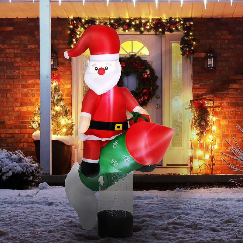 Babbo Natale Gonfiabile 154x76x183 cm con Missile e Luci LED-2