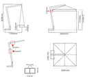 Ombrellone Decentrato da Giardino 2,2x2,2m Braccio in Legno Ecrù-5