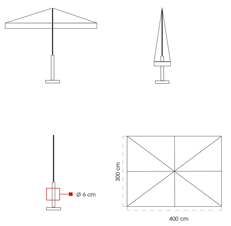 Ombrellone da Giardino 3x4m in Legno Telo in Acrilico con Balza Danieli Sydney Ecrù-5