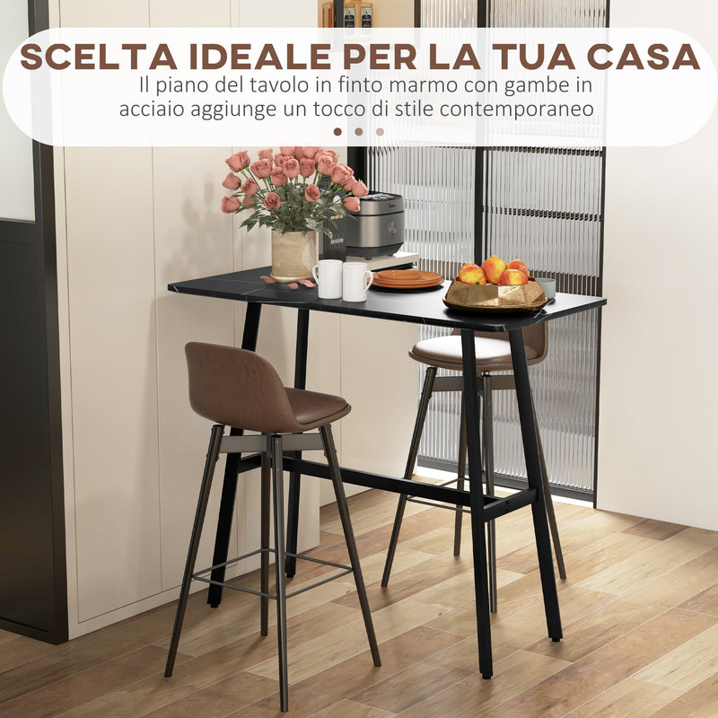 Tavolo Bar Rettangolare Alto 118x58x98 cm in MDF e Metallo Nero-5