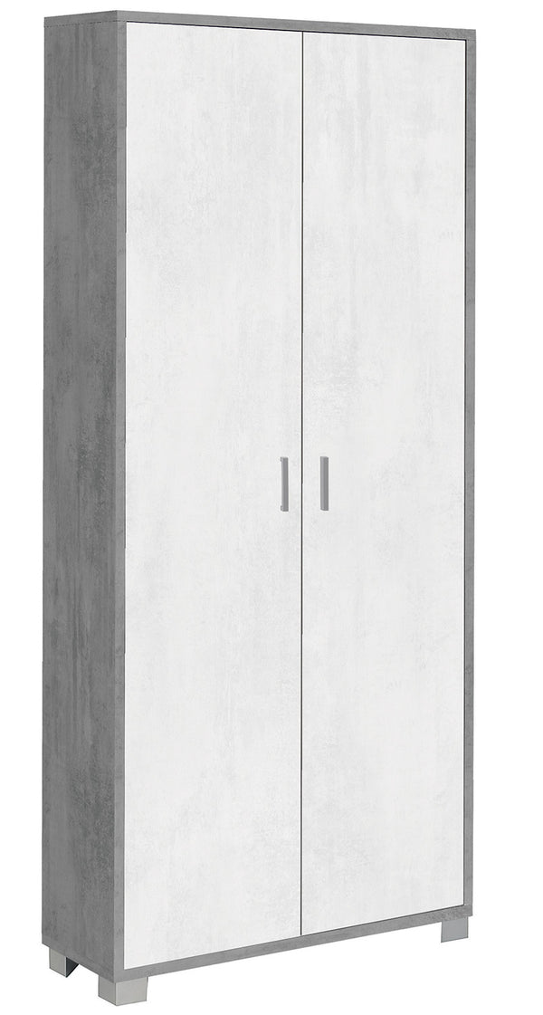 sconto Armadio Multiuso 2 Ante 83x190x29 cm Cemento/Ossido Bianco