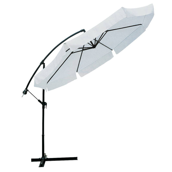 prezzo Parasol Décentralisé Ø 300 cm Structure Acier pour Jardin Extérieur Blanc