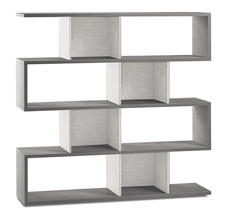 Libreria Modulare 4 Ripiani 150x144x38 cm Cemento/Ossido Bianco-1