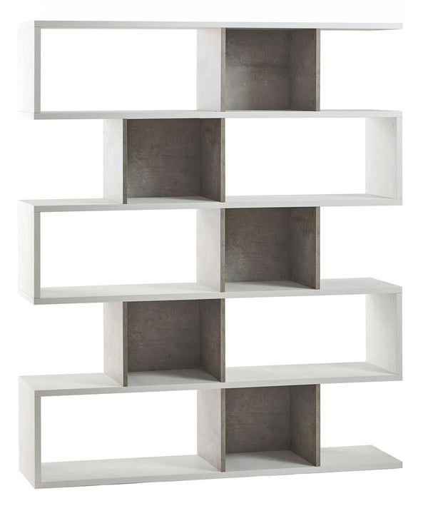 Libreria Modulare 5 Ripiani 150x180x38 cm Ossido Bianco/Cemento sconto