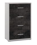 Cassettiera 4 Cassetti 71x110x41 cm Ossido Bianco/Ossido Nero-1