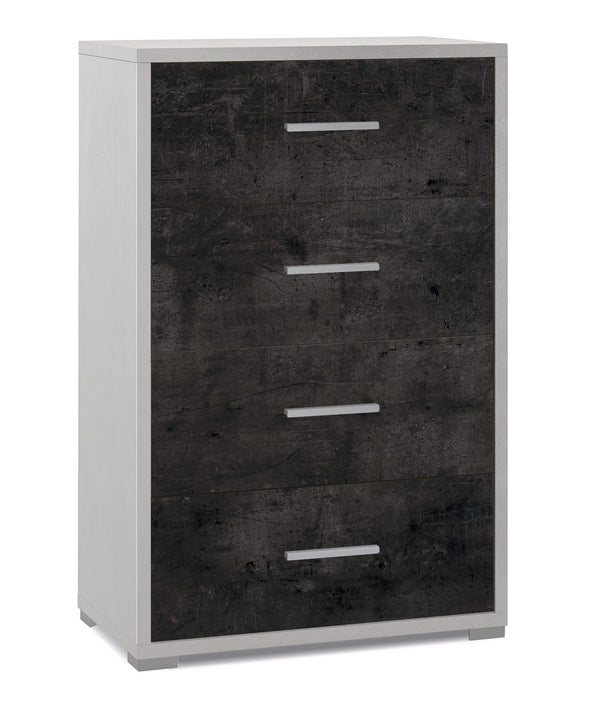 acquista Cassettiera 4 Cassetti 71x110x41 cm Ossido Bianco/Ossido Nero