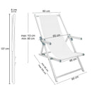 Sdraio da Giardino Pieghevole 98x67x106 cm in Alluminio e Textilene Olaf Bianco-5