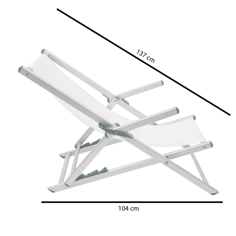 Sdraio da Giardino Pieghevole 98x67x106 cm in Alluminio e Textilene Olaf Bianco-6